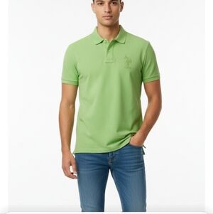 Polo men neon green pullover shirt size 2X slim fit